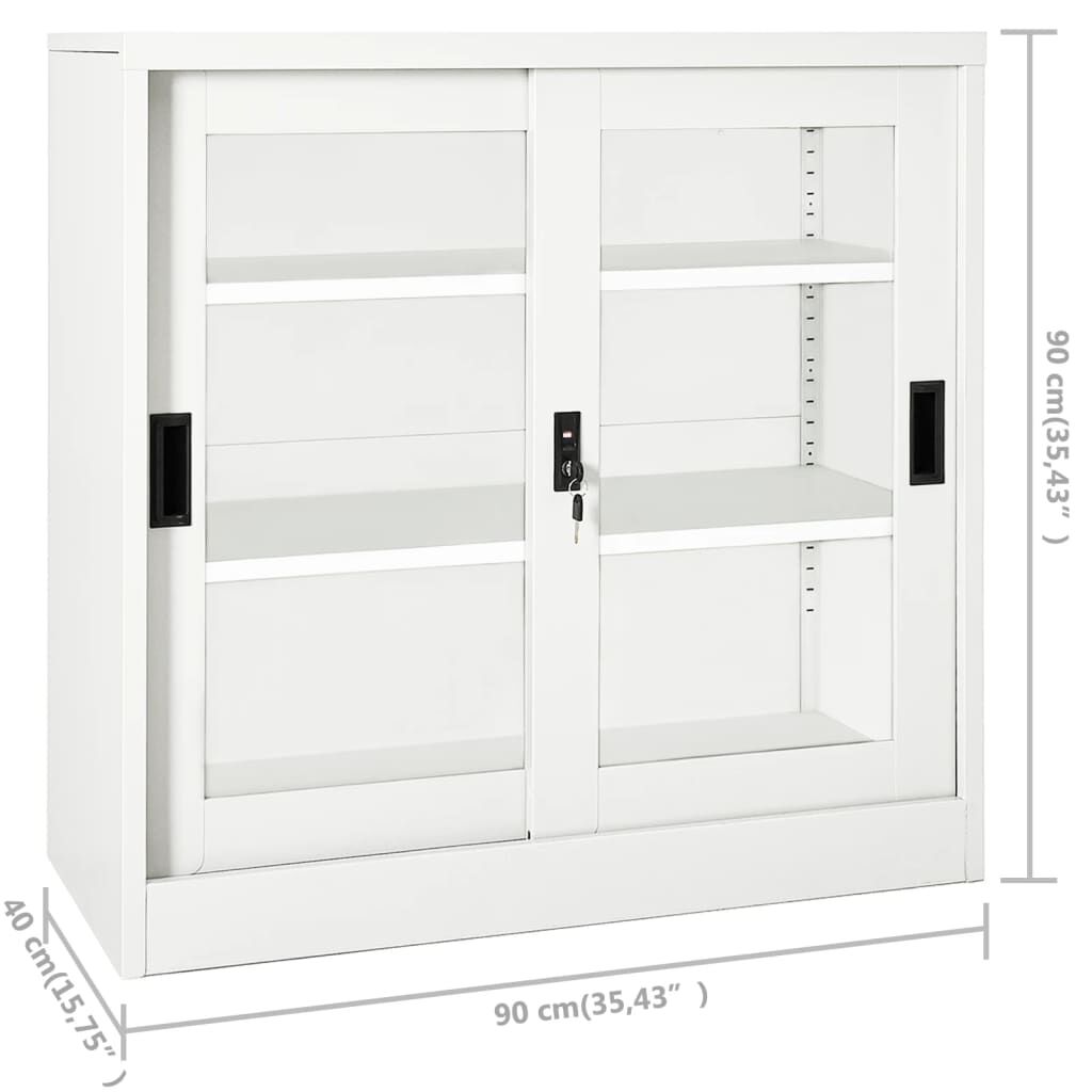 vidaXL Ντουλάπι με Συρόμενη Πόρτα Λευκό 90 x 40 x 90 εκ. Ατσάλινο