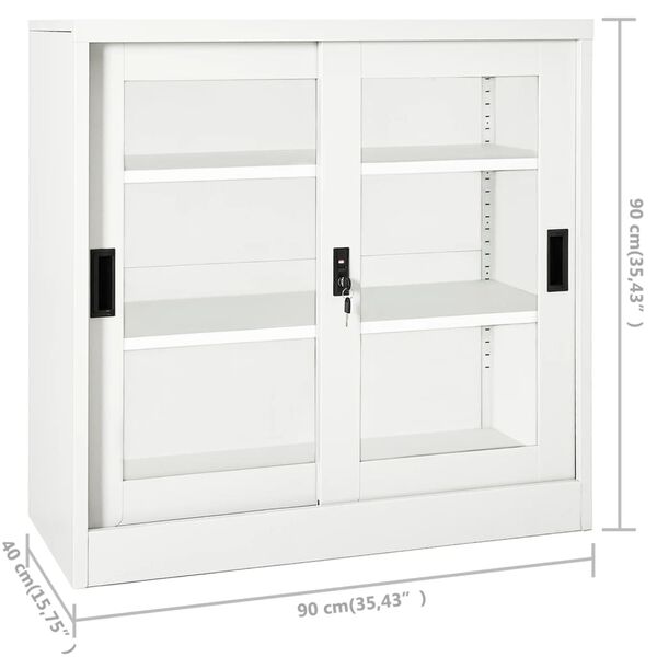 vidaXL Ντουλάπι με Συρόμενη Πόρτα Λευκό 90 x 40 x 90 εκ. Ατσάλινο