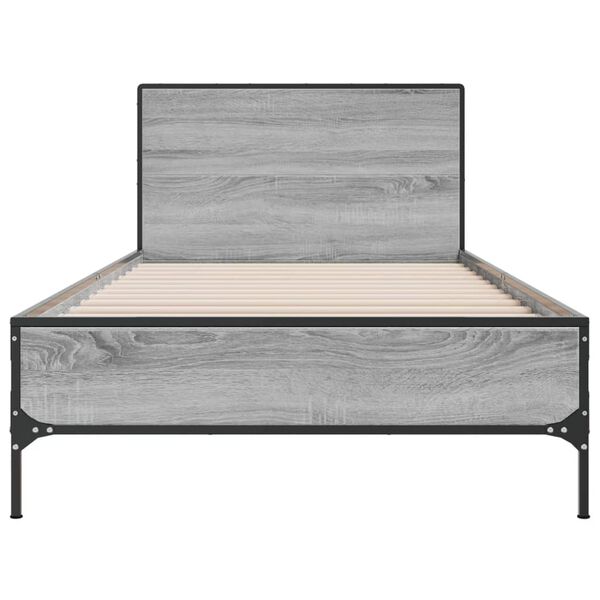 vidaXL Πλαίσιο Κρεβατιού Γκρι Sonoma 75x190 εκ. Επεξ. Ξύλο & Μέταλλο