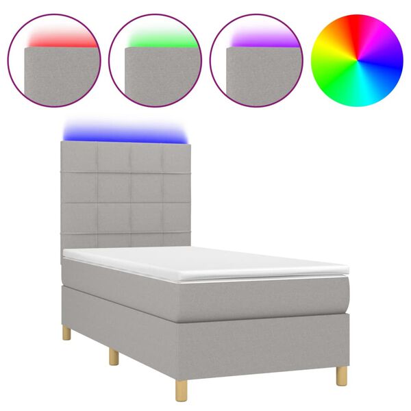 vidaXL &Kappa;&rho;&epsilon;&beta;ά&tau;&iota; Boxspring &mu;&epsilon; &Sigma;&tau;&rho;ώ&mu;&alpha; & LED &Alpha;&nu;.&Gamma;&kappa;&rho;&iota; 90x200 &epsilon;&kappa;. &Upsilon;&phi;&alpha;&sigma;&mu;ά&tau;&iota;&nu;&omicron;