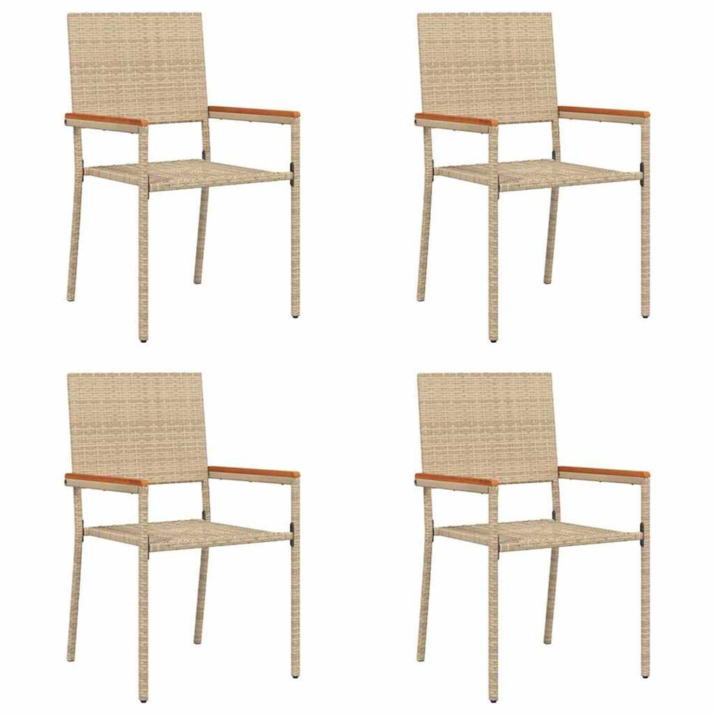 vidaXL Εξωτερικές Καρέκλες 4 pcs Κρέμα, Καφέ