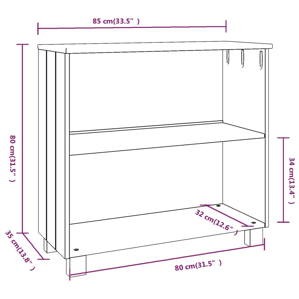 vidaXL Ντουλάπι HAMAR Αν. Γκρι 85 x 35 x 80 εκ. από Μασίφ Ξύλο Πεύκου