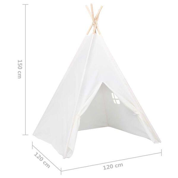 vidaXL Σκηνή Teepee Παιδική Λευκή 120x120x150 εκ. Peach Skin με Σάκο