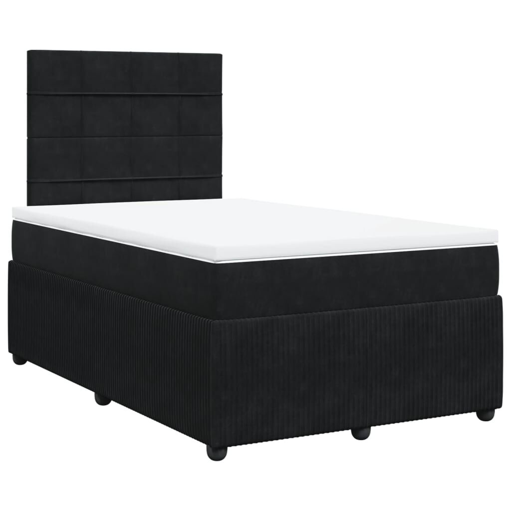 vidaXL Κρεβάτι Boxspring με Στρώμα Μαύρο 120 x 200 εκ. Βελούδινο