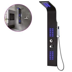 vidaXL Στήλη Ντους Υδρομασάζ Μαύρη 20x44x130 εκ. από Αλουμίνιο