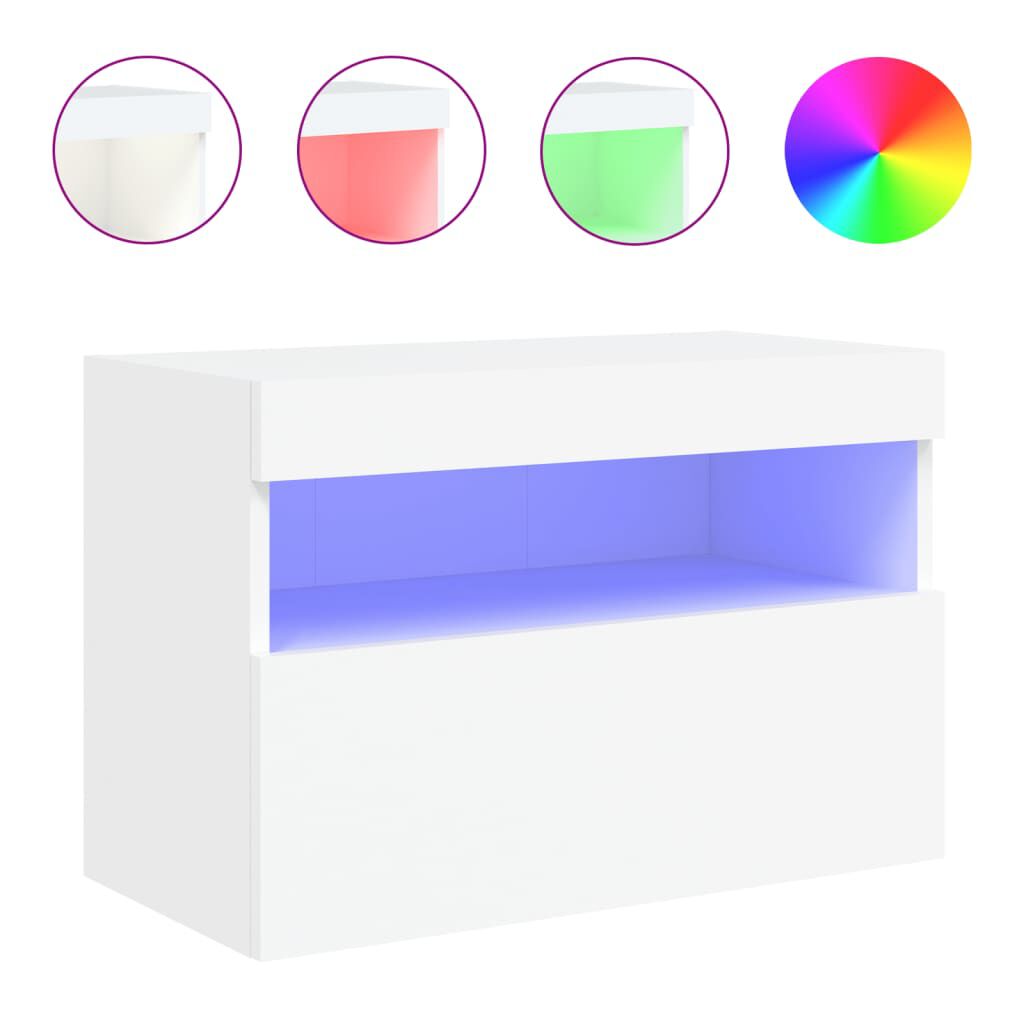 vidaXL Έπιπλο Τοίχου Τηλεόρασης με LED Λευκό 40x30x40 εκ.