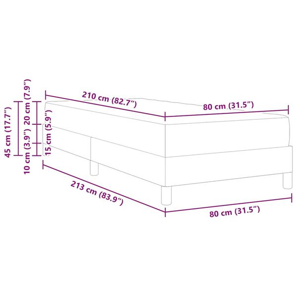 vidaXL Κρεβάτι box spring με στρώμα Σκούρο Γκρι 80 x 210 cm Βελούδο