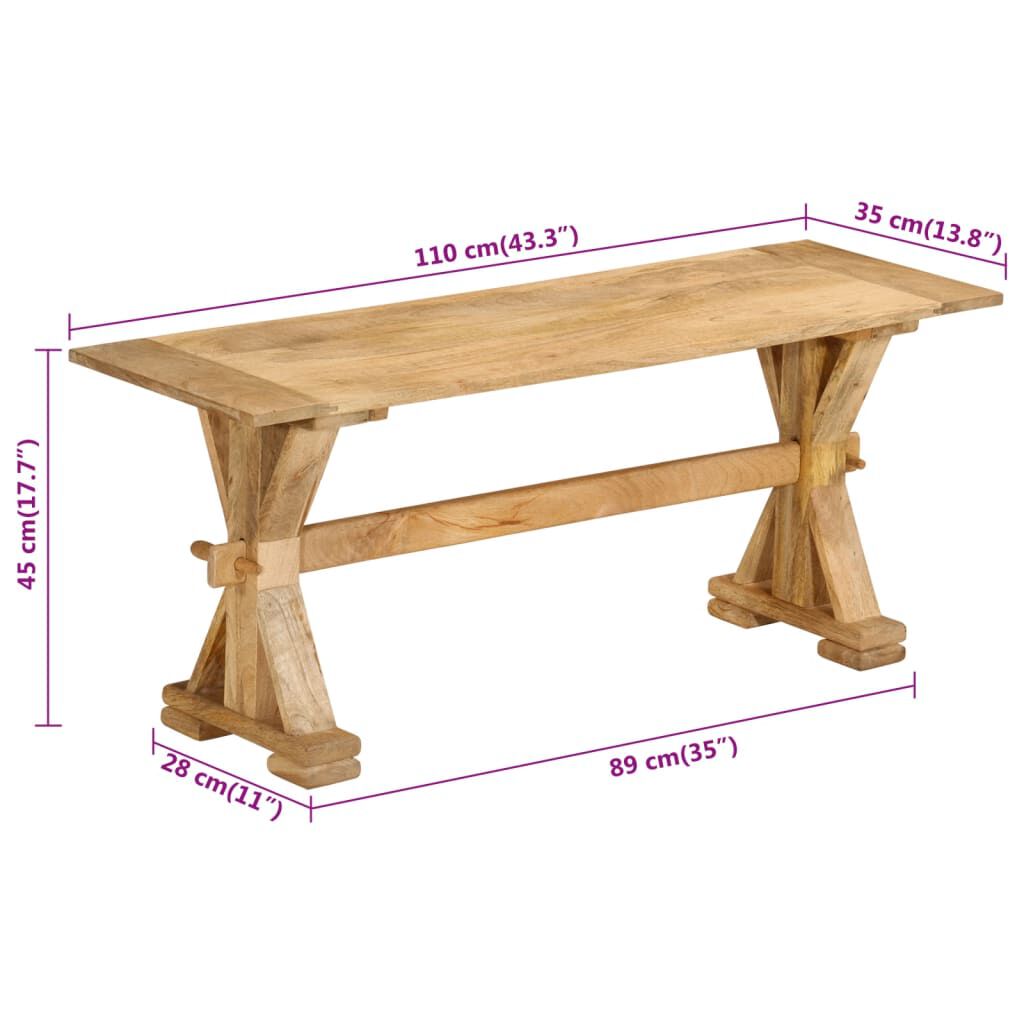 vidaXL Πάγκος 110 x 35 x 45 εκ. από Μασίφ Ξύλο Μάνγκο