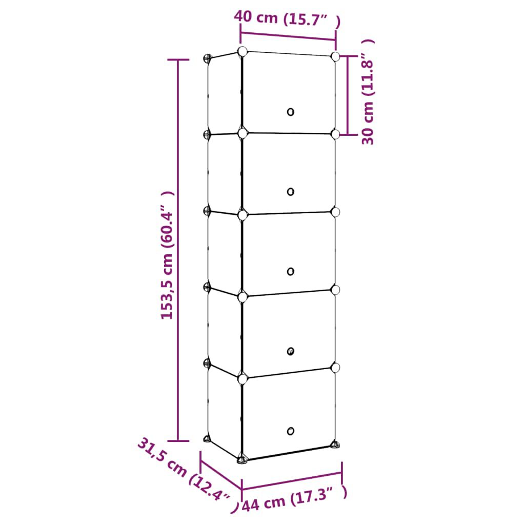 vidaXL Παπουτσοθήκη Διαφανής 44 x 31,5 x 153,5 εκ. από Πολυπροπυλένιο