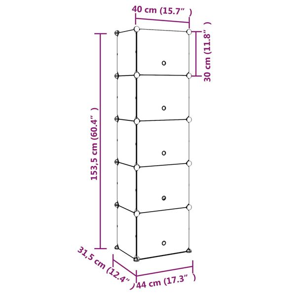 vidaXL Παπουτσοθήκη Διαφανής 44 x 31,5 x 153,5 εκ. από Πολυπροπυλένιο