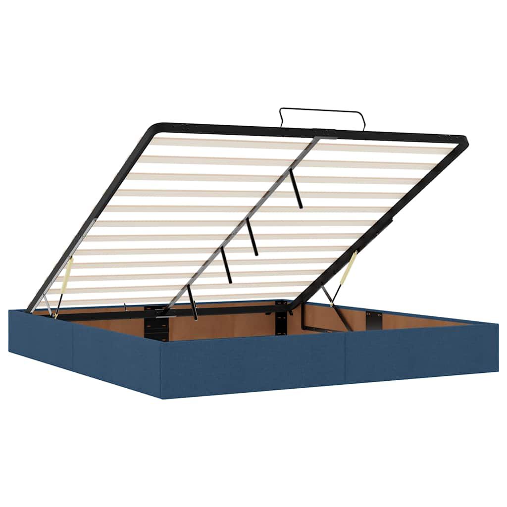 vidaXL Οθωμανικό κρεβάτι με στρώμα μπλε 160x200cm ύφασμα