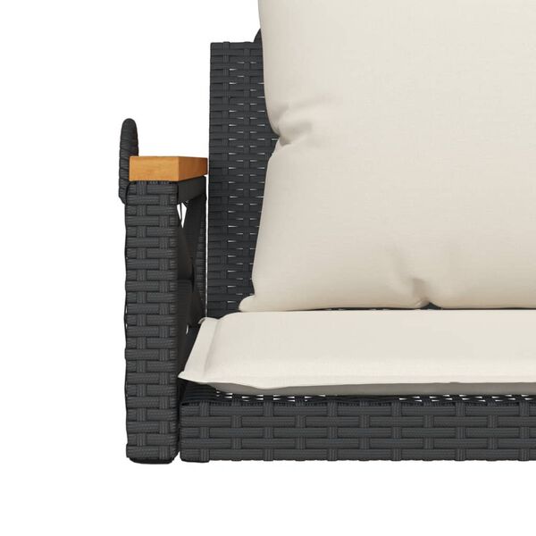 vidaXL Παγκάκι Κούνια Γκρι 63x62x40 εκ. Συνθετικό Ρατάν με Μαξιλάρια