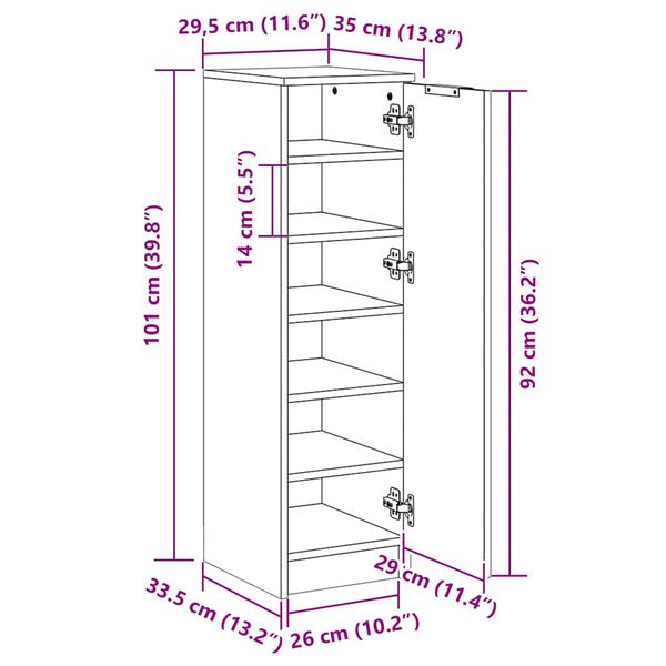 vidaXL Παπουτσοθήκη Λευκή 30x35x100 εκ. από Επεξεργασμένο Ξύλο