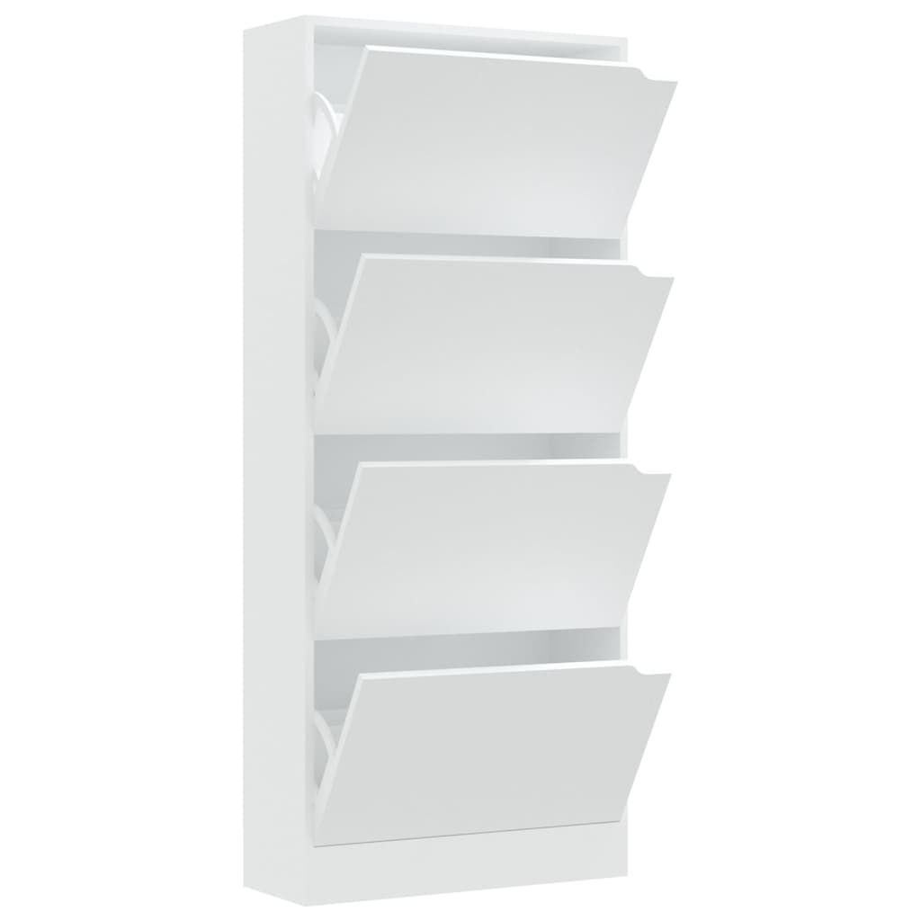 vidaXL Παπουτσοθήκη με 4 Πόρτες Λευκή 59x24x136 εκ. από Μοριοσανίδα
