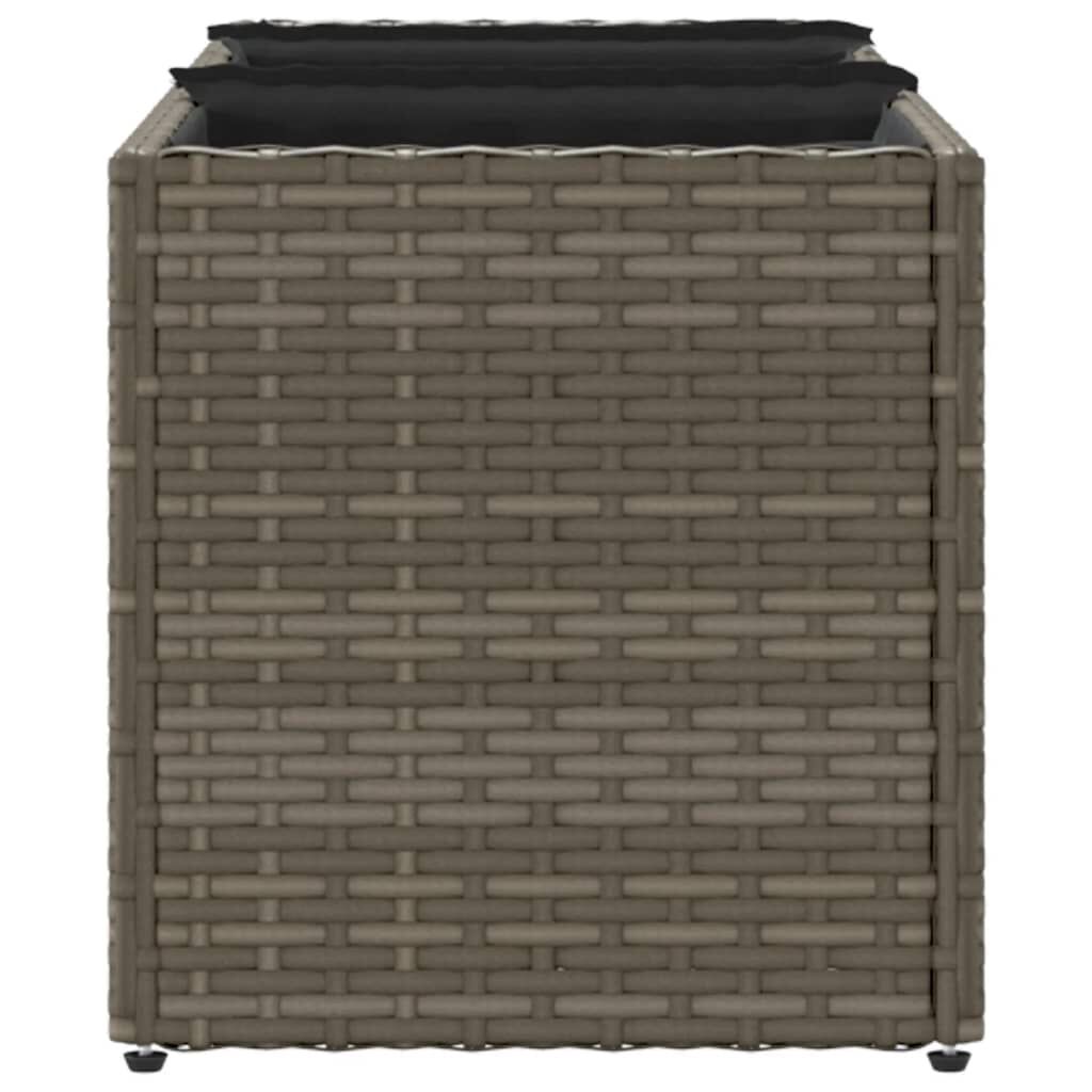 vidaXL Ζαρντινιέρα Κήπου Γκρι 105x30x32 εκ. Συνθ. Ρατάν με 3 Γλάστρες