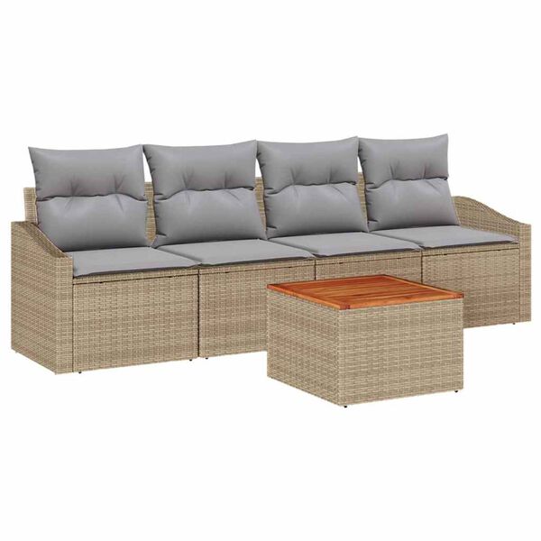 vidaXL Σετ Καναπέ Κήπου 5 pcs μπεζ και ανοιχτό γκρι