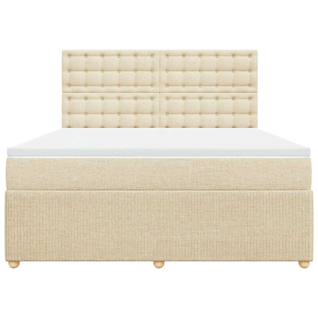 vidaXL Κρεβάτι Boxspring με Στρώμα Κρεμ 180x200 εκ. Υφασμάτινο