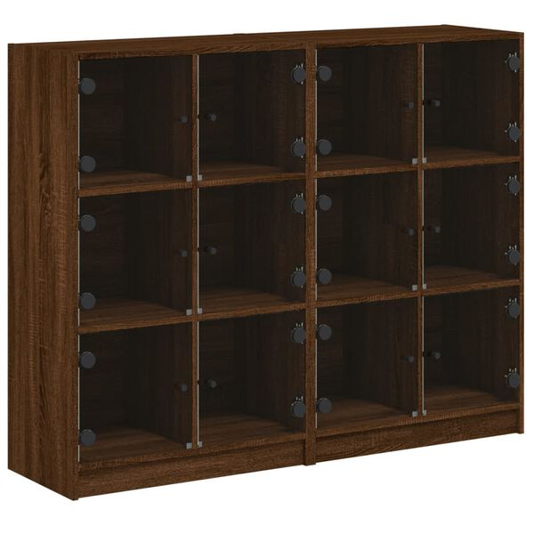 vidaXL Βιβλιοθήκη με Πόρτες Καφέ Δρυς 136x37x109 εκ. Επεξ. Ξύλο