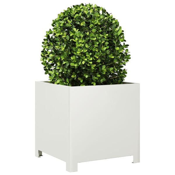 vidaXL Ζαρντινιέρα Λευκή 40 x 40 x 40 εκ. από Ατσάλι