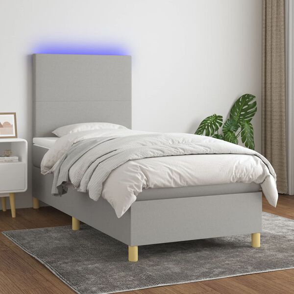 vidaXL &Kappa;&rho;&epsilon;&beta;ά&tau;&iota; Boxspring &mu;&epsilon; &Sigma;&tau;&rho;ώ&mu;&alpha; & LED &Alpha;&nu;.&Gamma;&kappa;&rho;&iota; 90x190 &epsilon;&kappa;. &Upsilon;&phi;&alpha;&sigma;&mu;ά&tau;&iota;&nu;&omicron;