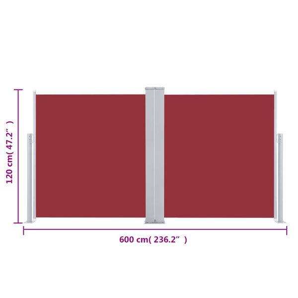 vidaXL Σκίαστρο Πλαϊνό Συρόμενο Κόκκινο 220 x 600 εκ.