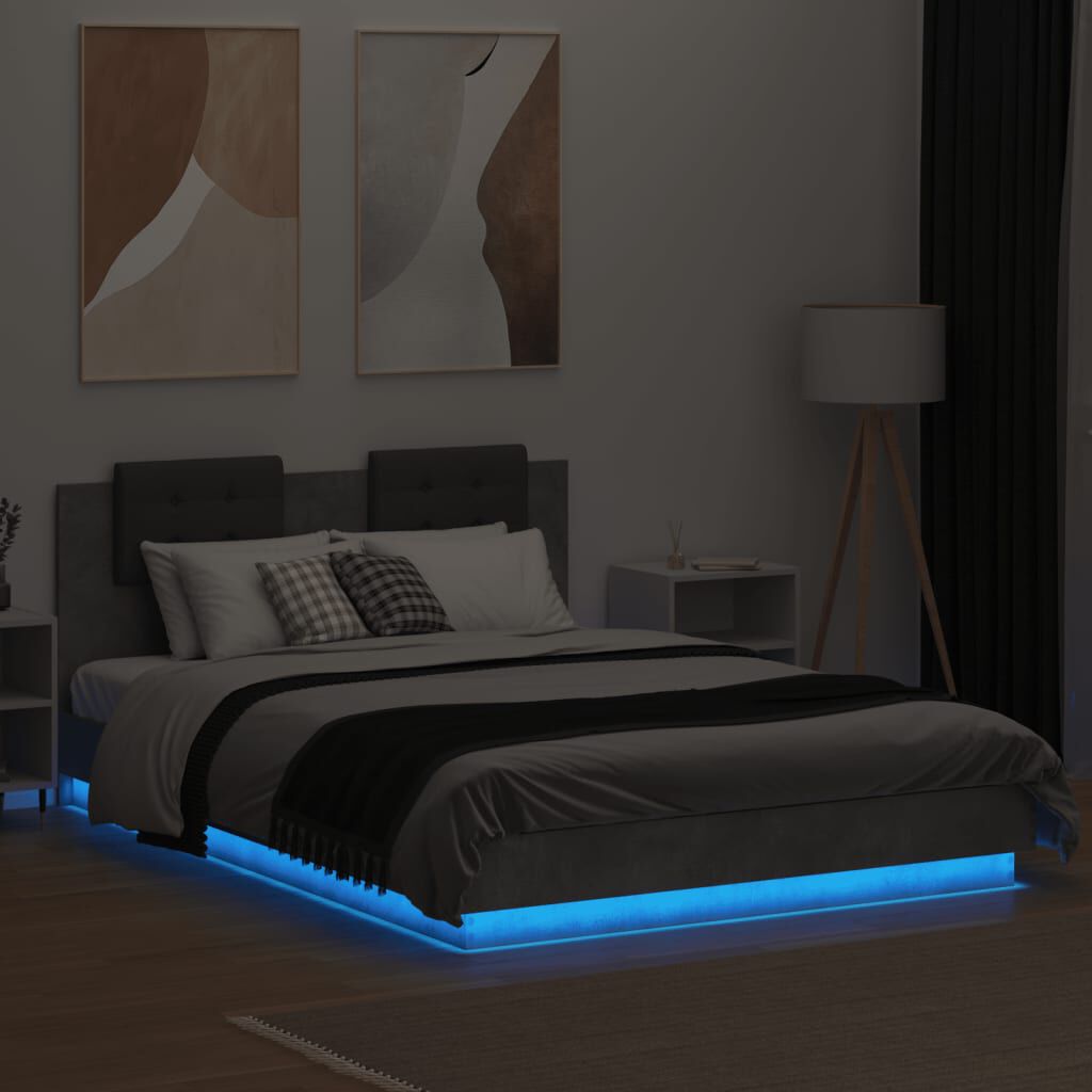 vidaXL Πλαίσιο Κρεβατιού με Κεφαλάρι και LED 150 x 200 εκ.