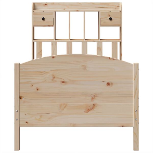 vidaXL Κρεβάτι Βιβλιοθήκη Χωρίς Στρώμα 90x200 εκ Μασίφ Ξύλο Πεύκου