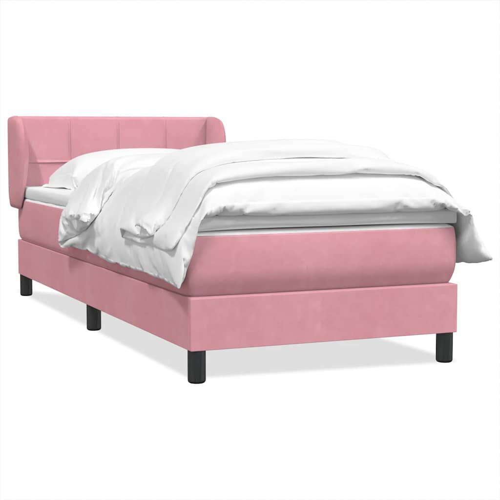 vidaXL Box Spring κρεβάτι με στρώμα ροζ 80x210 εκ. Βελούδινο