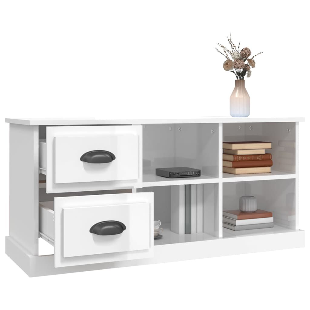 vidaXL Έπιπλο Τηλεόρασης Γυαλ. Λευκό 102x35,5x47,5 εκ. Επεξεργ. Ξύλο
