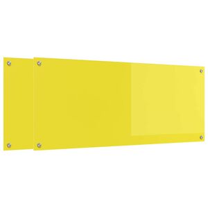 vidaXL Πίσω Πάνελ Κουζίνας 2 pcs Κίτρινο 120 x 50 cm σκληρυμένο γυαλί