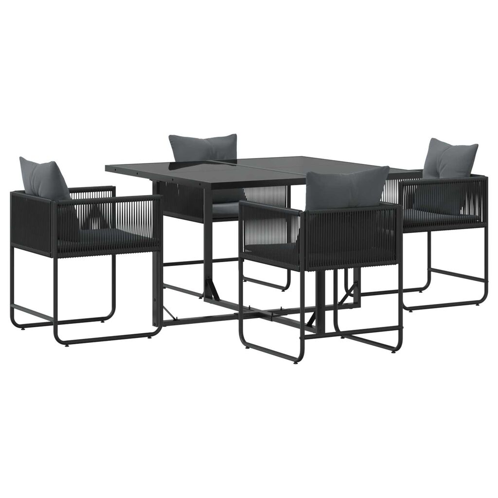 vidaXL Σέτ φαγητού για κήπο 5 pcs Μαύρο Ατσάλι