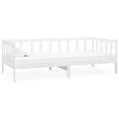 vidaXL Καναπές Κρεβάτι με Στρώμα 90 x 200 εκ. Λευκό Μασίφ Ξύλο Πεύκου