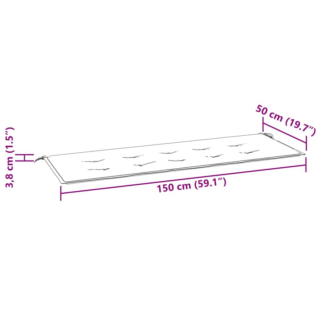 vidaXL Μαξιλάρι Πάγκου Κήπου Μπορντό 150x50x4 εκ. Ύφασμα Oxford