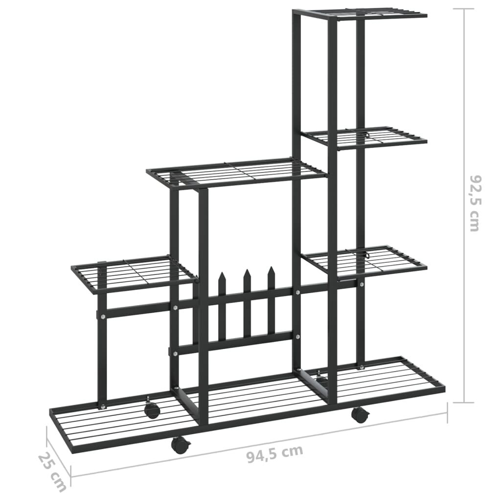 vidaXL Ανθοστήλη με Ρόδες Μαύρη 94,5 x 25 x 92,5 εκ. Μεταλλική