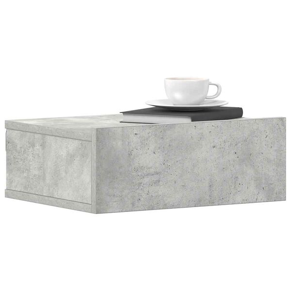 vidaXL Κομοδίνο Κρεμαστό Γκρι Σκυροδέματος 40x30x15 εκ. από Επεξ. Ξύλο