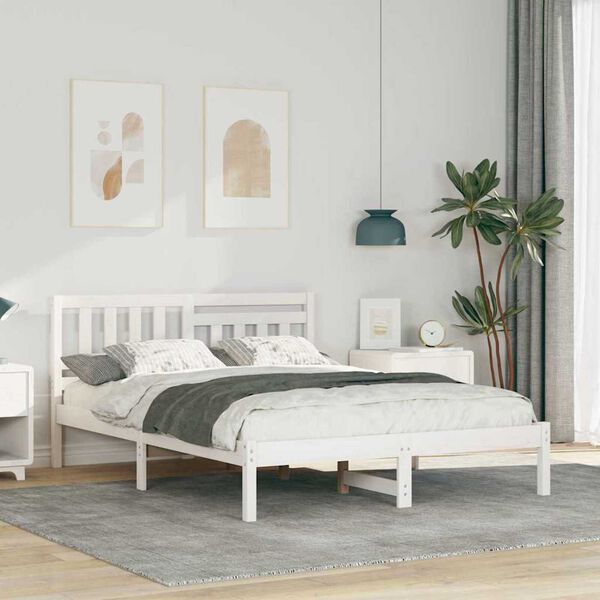 vidaXL Σκελετός Κρεβατιού Λευκό 120 x 190 cm Μασίφ ξύλο πεύκου