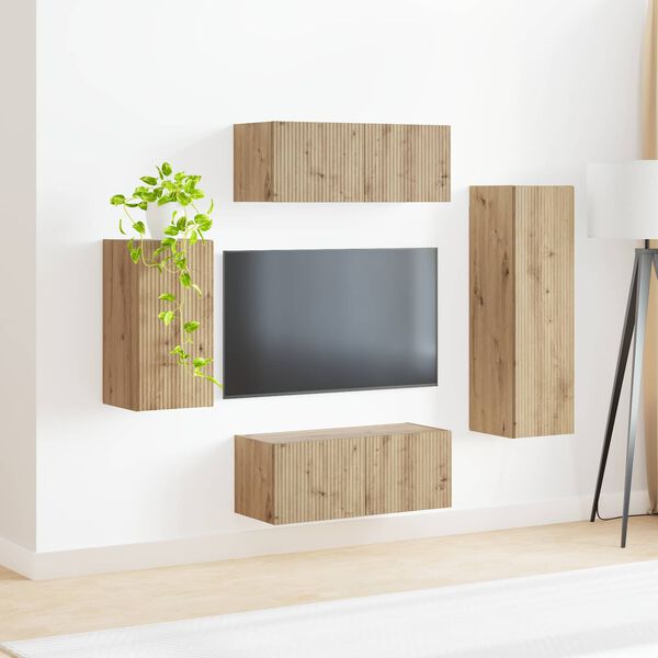 vidaXL &Sigma;&epsilon;&tau; &epsilon;&pi;ί&pi;&lambda;&omicron;&upsilon; &tau;&eta;&lambda;&epsilon;ό&rho;&alpha;&sigma;&eta;&sigmaf; 4 pcs Artisan Oak &Epsilon;&pi;&epsilon;&xi;&epsilon;&rho;&gamma;&alpha;&sigma;&mu;έ&nu;&omicron; &xi;ύ&lambda;&omicron;