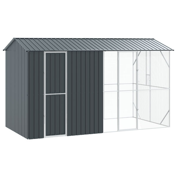 vidaXL Κλουβί Πουλιών με Προέκταση Ανθρακί 210x442x247 εκ. Χάλυβας