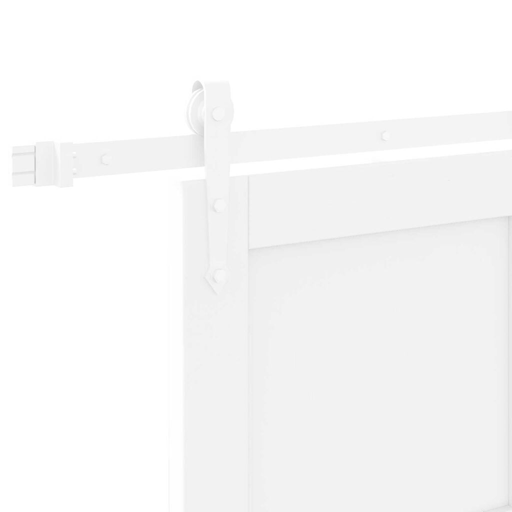 vidaXL Συρόμενη Πόρτα Λευκό 93 x 202 cm Μασίφ ξύλο πεύκου και χάλυβας