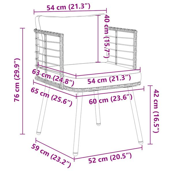 vidaXL Παγκάκι Κήπου Φυσικό 114x64x78 εκ. Πολυ Ρατάν