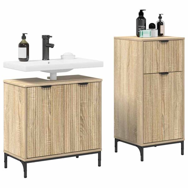 vidaXL Σετ Επίπλων Μπάνιου με ράφι 2 pcs Sonoma Δρυς 39.5 x 36 x 88 εκ