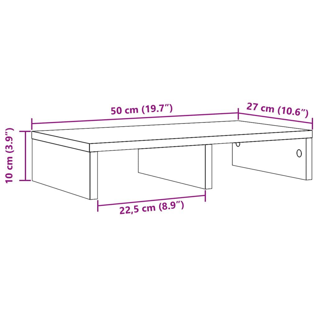 vidaXL Βάση Οθόνης Γκρι Sonoma 50x27x10 εκ. από Επεξεργασμένο Ξύλο