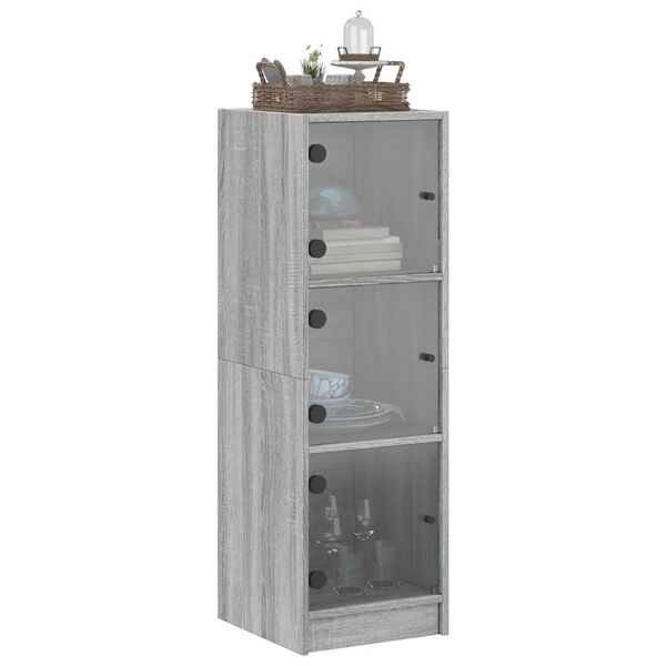 vidaXL Ντουλάπι Γκρι Sonoma 35 x 37 x 109 εκ. με Γυάλινες Πόρτες