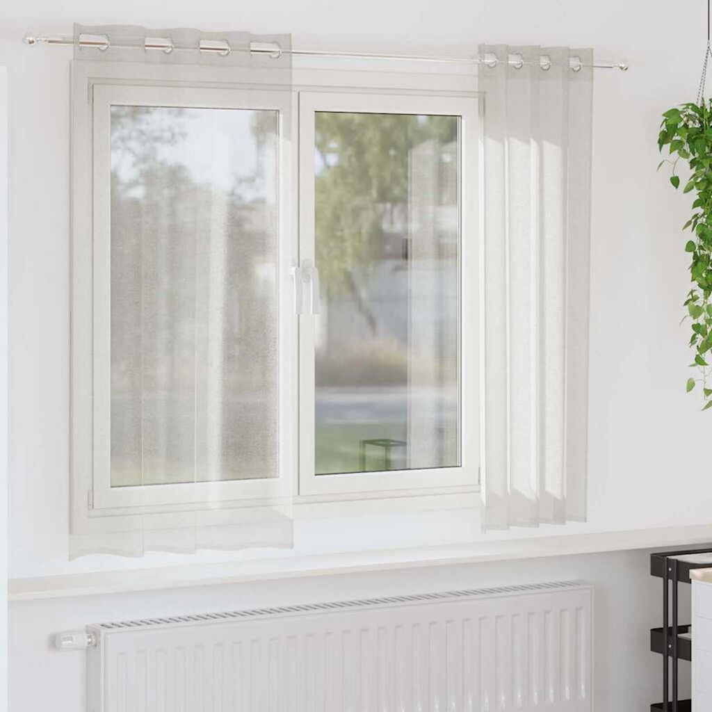 vidaXL Κουρτίνες με κουρτίνες 2 pcs Κρεμ Πολυεστέρας