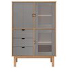 vidaXL Ντουλάπι OTTA Καφέ & Γκρι 85x43x125 εκ. από Μασίφ Ξύλο Πεύκου
