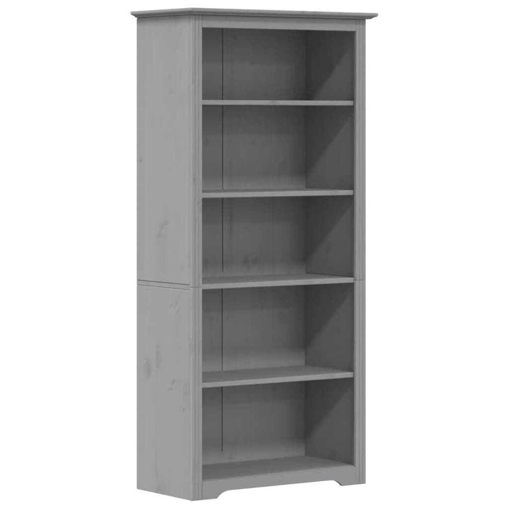 vidaXL Βιβλιοθήκη BODO 5 Επ. Γκρι 82x40x173 εκ. από Μασίφ Ξύλο Πεύκου