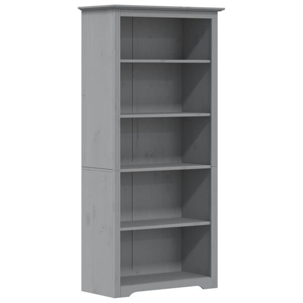 vidaXL Βιβλιοθήκη BODO 5 Επ. Γκρι 82x40x173 εκ. από Μασίφ Ξύλο Πεύκου