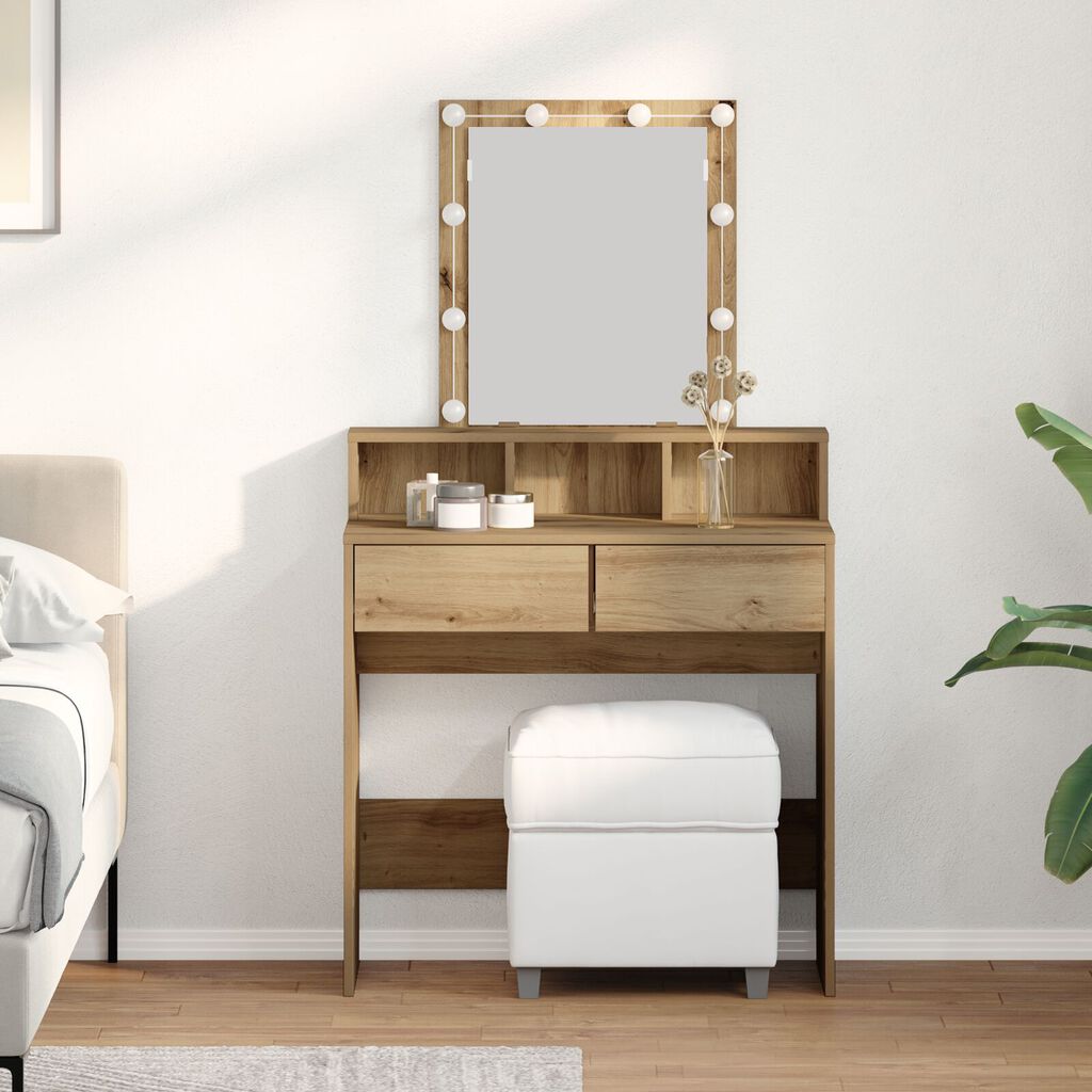 vidaXL Τουαλέτα με Καθρέφτη και LEDs από Ξύλο Καρυδιάς