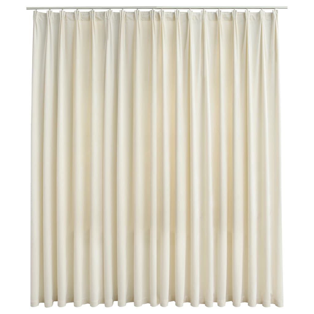 vidaXL Κουρτίνα Συσκότισης με Γάντζους Κρεμ 290 x 245 εκ. Βελούδο
