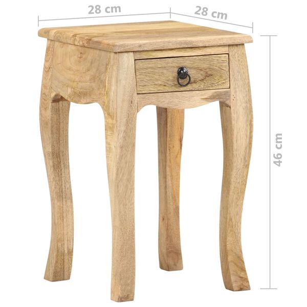 vidaXL Κομοδίνο 28 x 28 x 46 εκ. από Μασίφ Ξύλο Μάνγκο